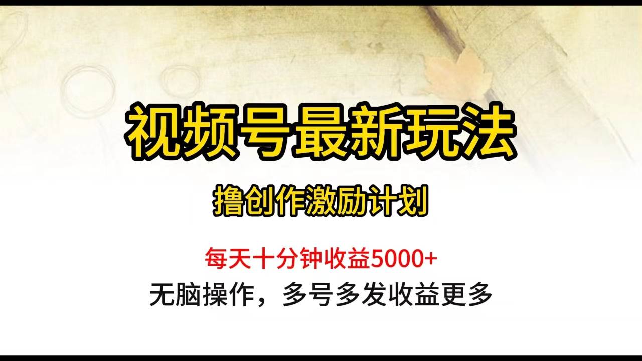 视频号最新玩法，每日一小时月入5000+-欧乐副业网