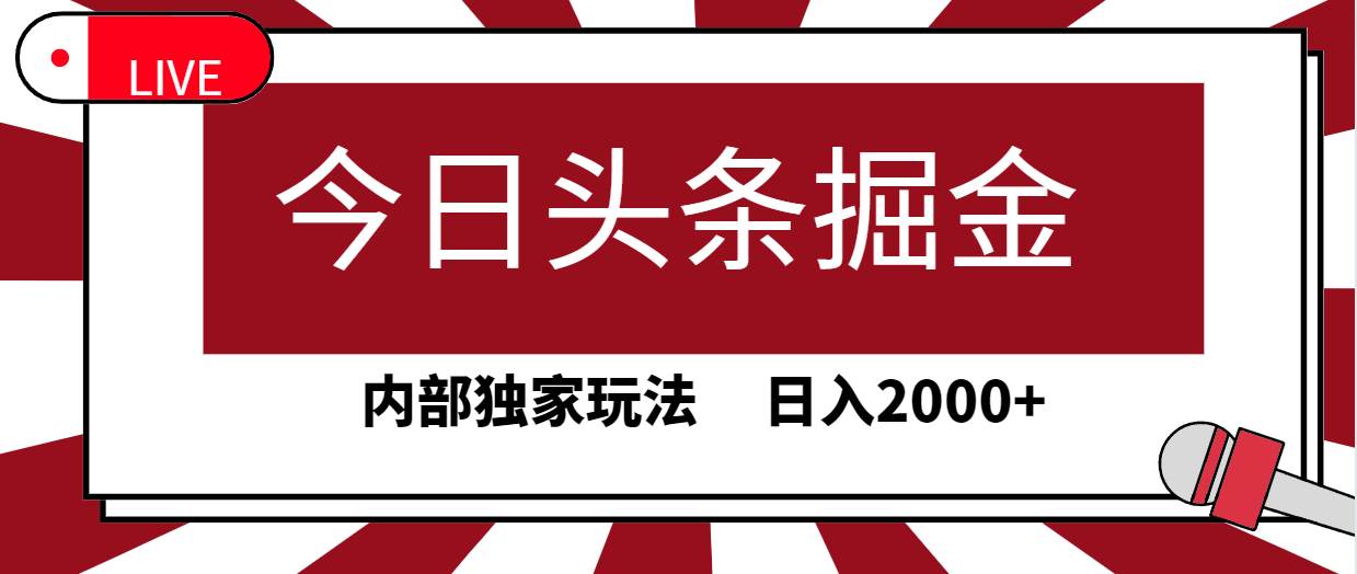 今日头条掘金，30秒一篇文章，内部独家玩法，日入2000+-欧乐副业网