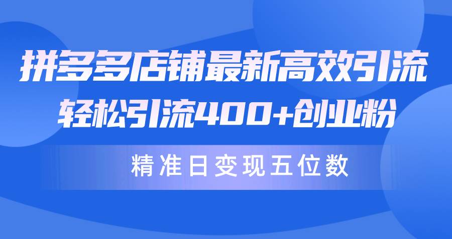 拼多多店铺最新高效引流术，轻松引流400+创业粉，精准日变现五位数！-欧乐副业网