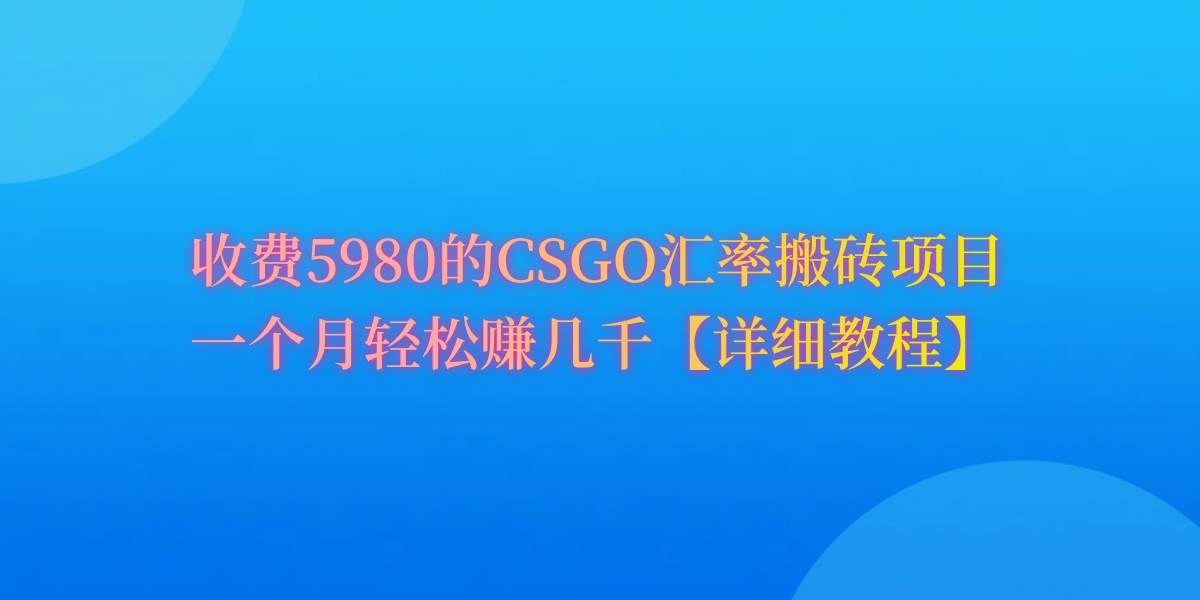 CSGO装备搬砖，月综合收益率高达60%，你也可以！-欧乐副业网