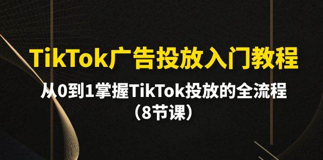 TikTok广告投放入门教程，从0到1掌握TikTok投放的全流程（8节课）-欧乐副业网