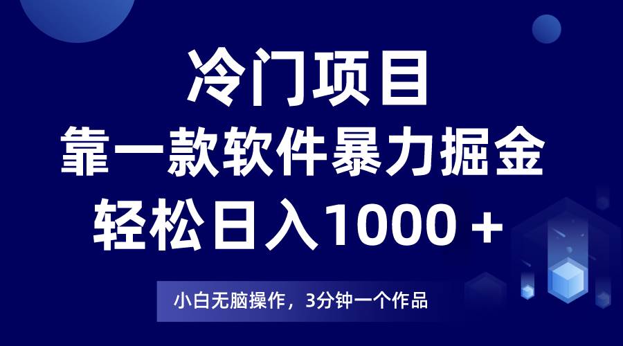 冷门项目，靠一款软件暴力掘金日入1000＋，小白轻松上手第二天见收益-欧乐副业网