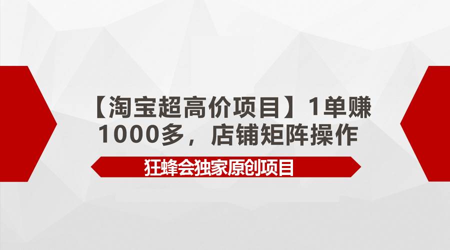 【淘宝超高价项目】1单赚1000多，店铺矩阵操作-欧乐副业网