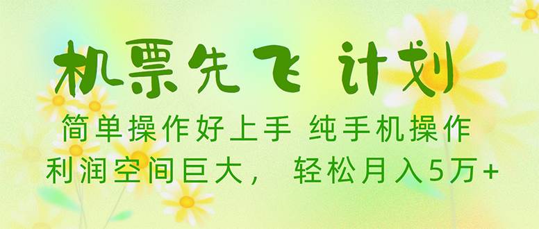 机票先飞计划！里程积分兑换机票售卖赚差价，利润空间巨大，小白月入5万+-欧乐副业网