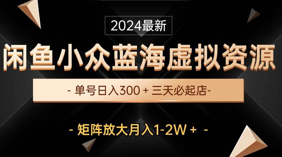 最新闲鱼小众蓝海虚拟资源，单号日入300＋，三天必起店，矩阵放大月入1-2W-欧乐副业网