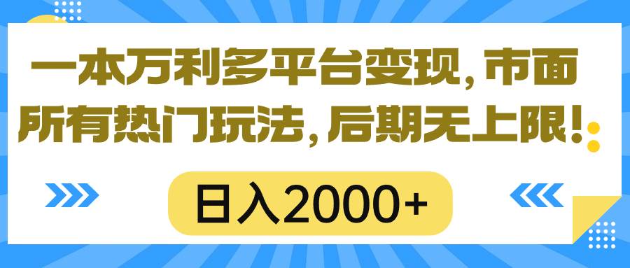 一本万利多平台变现，市面所有热门玩法，日入2000+，后期无上限！-欧乐副业网