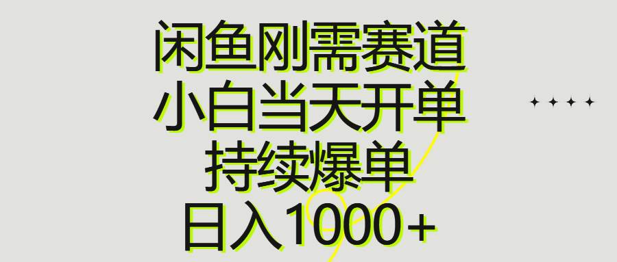 闲鱼刚需赛道，小白当天开单，持续爆单，日入1000+-欧乐副业网