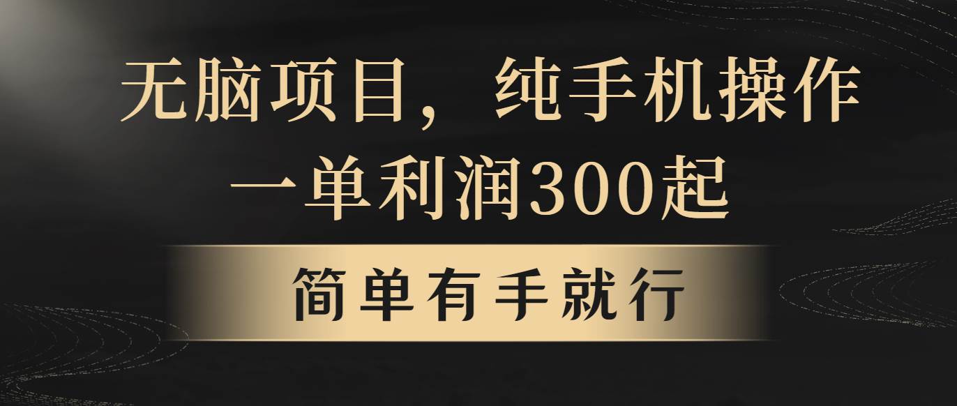 无脑项目，一单几百块，轻松月入5w+，看完就能直接操作-欧乐副业网