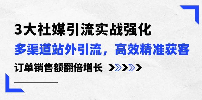 3大社媒引流实操强化，多渠道站外引流/高效精准获客/订单销售额翻倍增长-欧乐副业网