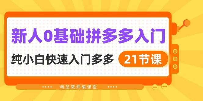 新人0基础拼多多入门，纯小白快速入门多多（21节课）-欧乐副业网