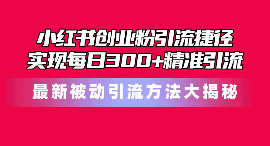 小红书创业粉引流捷径！最新被动引流方法大揭秘，实现每日300+精准引流-欧乐副业网