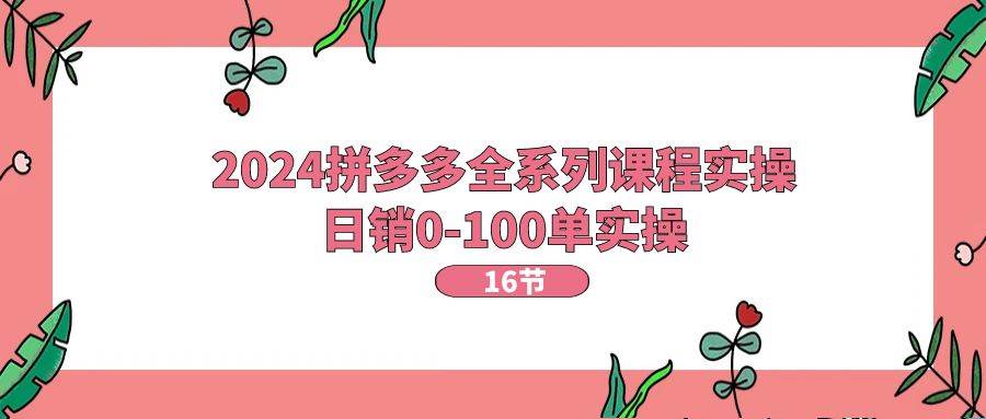 2024拼多多全系列课程实操，日销0-100单实操【16节课】-欧乐副业网