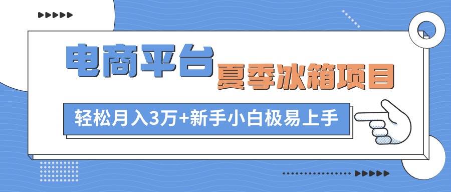 电商平台夏季冰箱项目，轻松月入3万+，新手小白极易上手-欧乐副业网