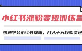 2024小红书涨粉变现训练营,快速学会小红书涨粉,月入十万轻松变现(40节)-欧乐副业网