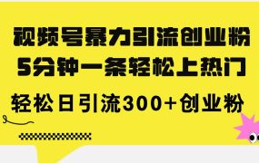 视频号暴力引流创业粉,5分钟一条轻松上热门,轻松日引流300+创业粉-欧乐副业网