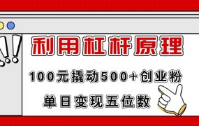 利用杠杆100元撬动500+创业粉,单日变现5位数-欧乐副业网