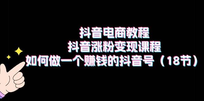 抖音电商教程：抖音涨粉变现课程：如何做一个赚钱的抖音号（18节）-欧乐副业网