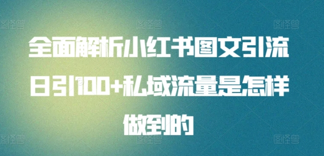 全面解析小红书图文引流日引100私域流量是怎样做到的-欧乐副业网