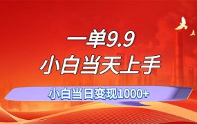 一单9.9,一天轻松上百单,不挑人,小白当天上手,一分钟一条作品-欧乐副业网