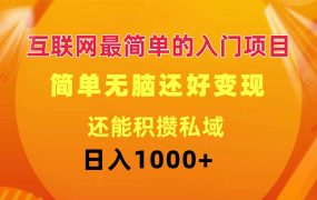 互联网最简单的入门项目:简单无脑变现还能积攒私域一天轻松1000+-欧乐副业网