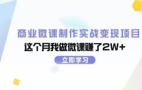 商业微课制作实战变现项目,这个月我做微课赚了2W+-欧乐副业网