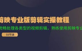 剪映专业版剪辑实操教程:流畅处理各类型的视频剪辑,熟练使用剪映专业版-欧乐副业网