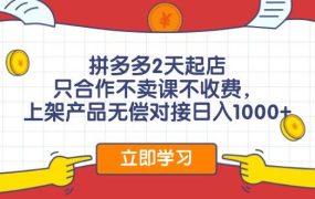 拼多多2天起店,只合作不卖课不收费,上架产品无偿对接日入1000+-欧乐副业网