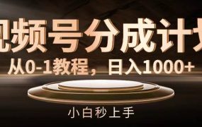 视频号分成计划,从0-1教程,日入1000+-欧乐副业网