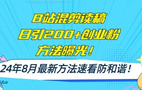 B站混剪读稿日引200+创业粉方法4.0曝光,24年8月最新方法Ai一键操作 速...-欧乐副业网