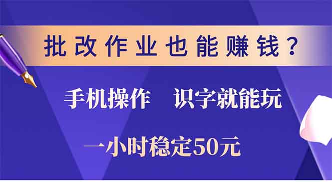 批改作业也能赚钱？0门槛手机项目，识字就能玩！一小时稳定50元！-欧乐副业网
