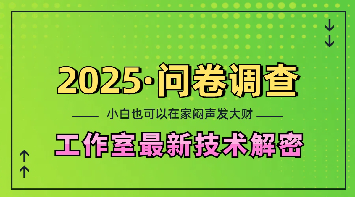 2025《问卷调查》最新工作室技术解密：一个人在家也可以闷声发大财，小白一天200+，可矩阵放大-欧乐副业网