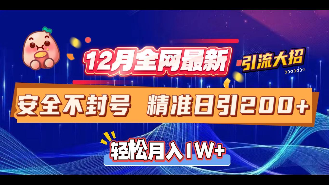 12月全网最新引流大招 安全不封号 日引精准粉200+-欧乐副业网