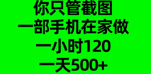 你只管截图，一部手机在家做，一小时120，一天500+-欧乐副业网