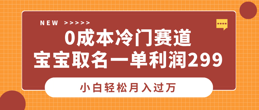0成本冷门赛道，宝宝取名一单利润299，小白轻松月入过万-欧乐副业网