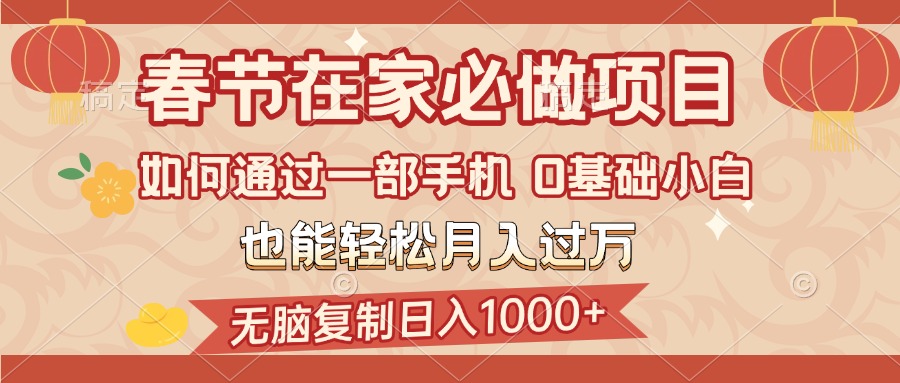 春节在家如何通过一部手机，无脑复制日入1000+，0基础小白也能轻松月入过万-欧乐副业网