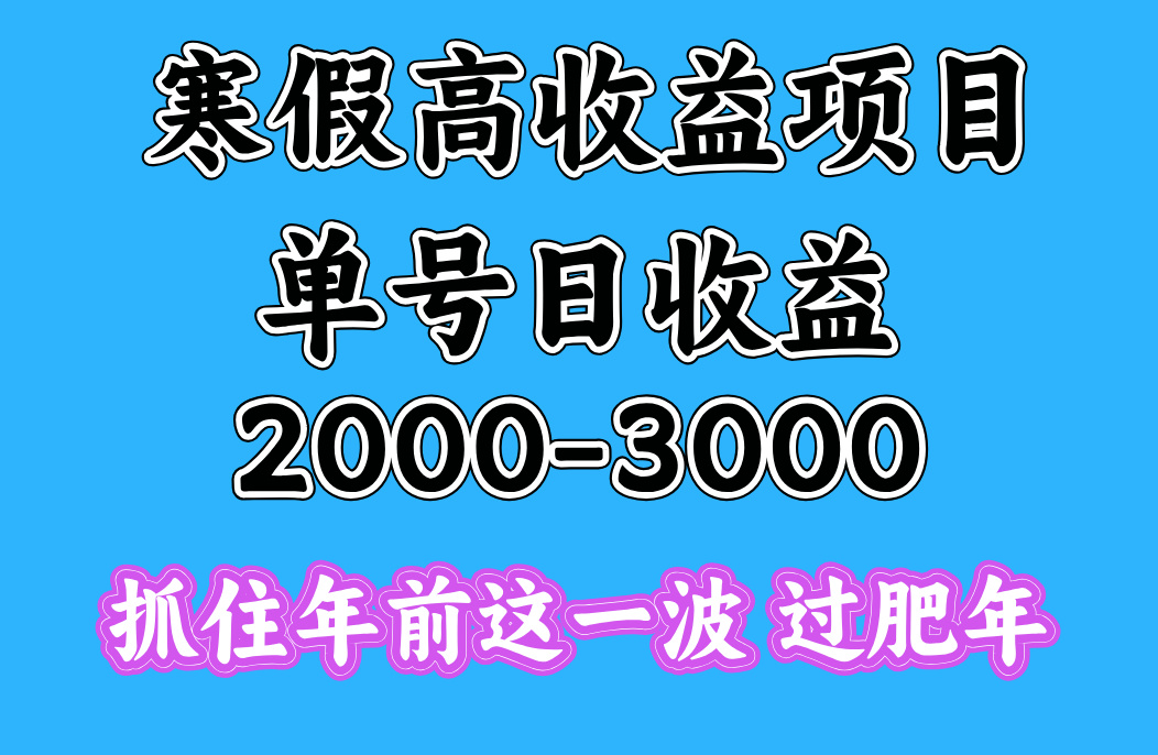 寒假期间一天收益2000-3000+，抓住年前这一波-欧乐副业网