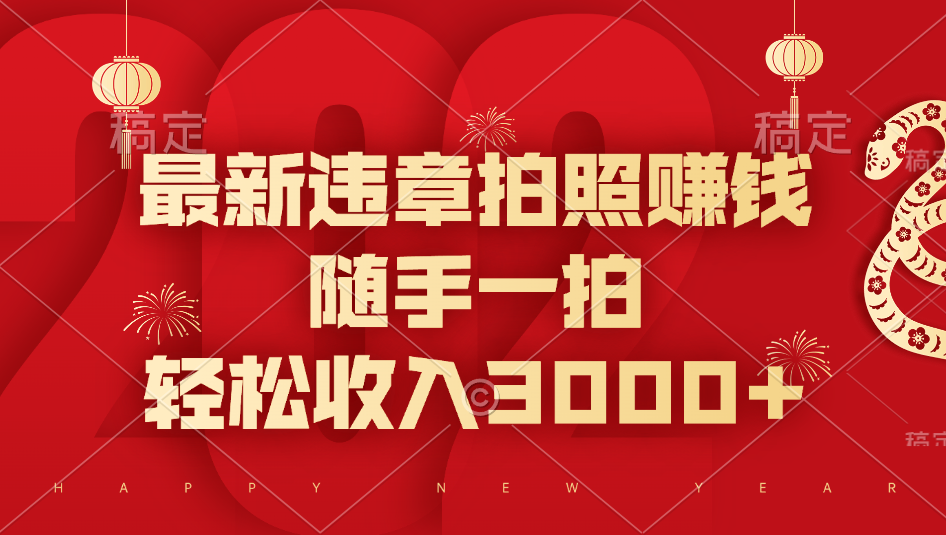 最新违章拍照赚钱，随手一拍，轻松收入3000+-欧乐副业网