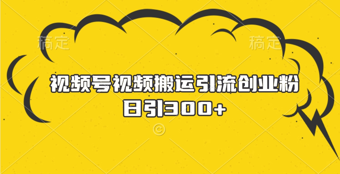 视频号视频搬运引流创业粉，日引300+-欧乐副业网