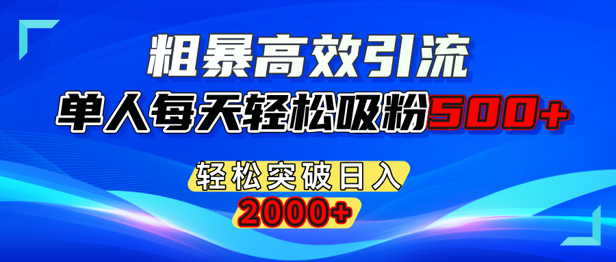 粗暴高效引流,单人每天轻松吸粉500+,轻松突破日入2000+-欧乐副业网