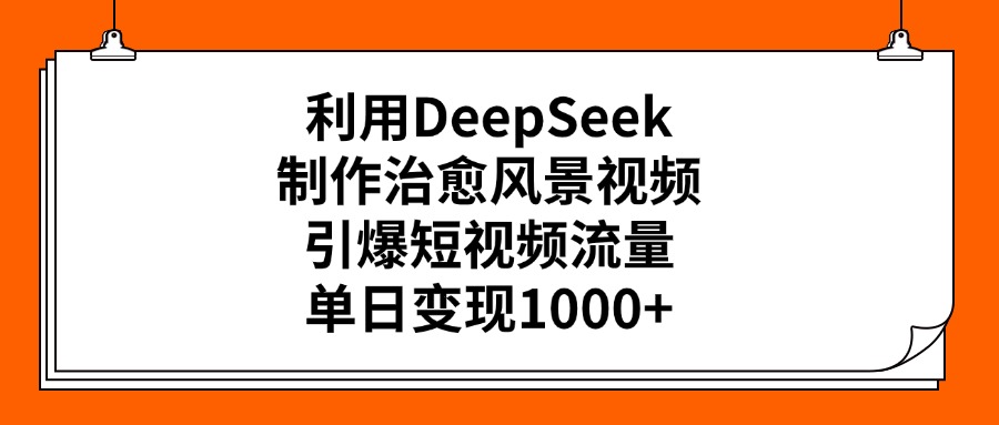 利用DeepSeek制作治愈风景视频，引爆短视频流量，单日变现1000+-欧乐副业网