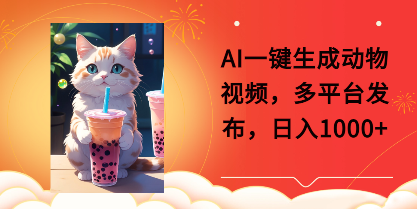 AI一键生成动物搞笑视频，多平台发布，轻松破千万播放，日入2000+-欧乐副业网