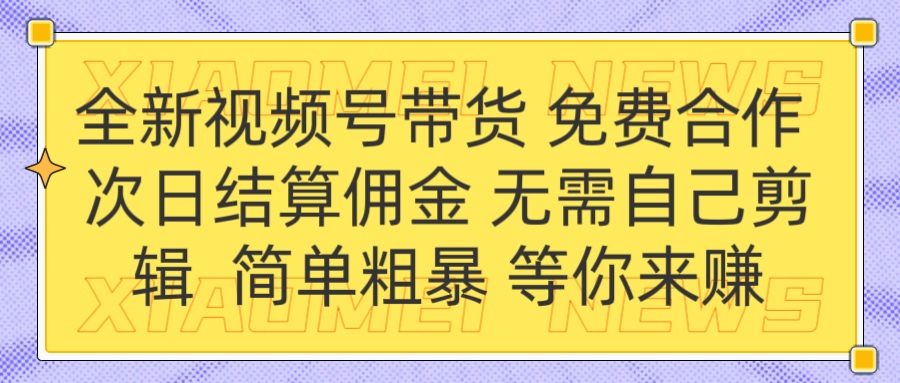 全新视频号 免费合作 佣金次日结算 无需自己剪辑-欧乐副业网