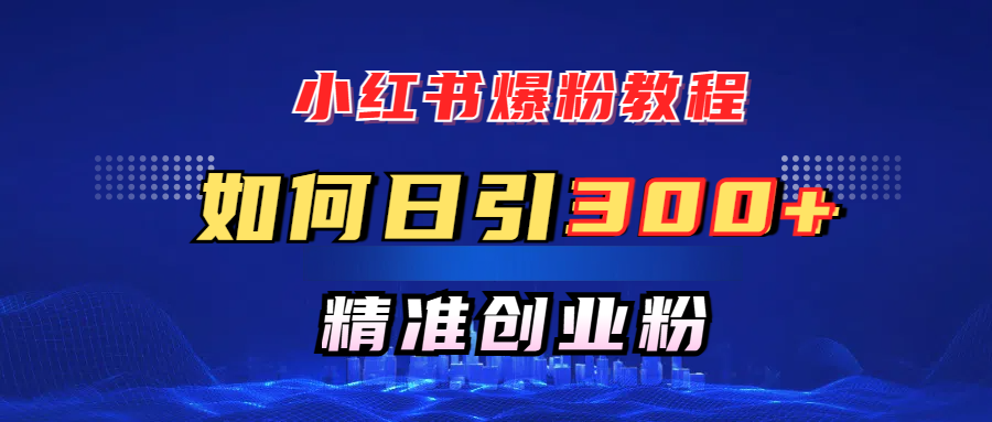 小红书爆粉教程，如何日引300+创业粉，快速实现精准变现！-欧乐副业网