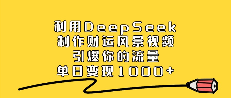利用DeepSeek制作财运风景视频，引爆你的流量，单日变现1000+-欧乐副业网