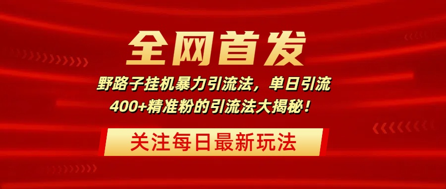 全网首发，野路子挂机暴力引流法，单日引流400+精准粉的引流法大揭秘！-欧乐副业网
