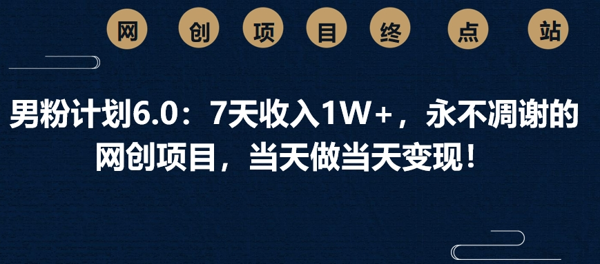 男粉计划6.0：7天收入1W+，永不凋谢的网创项目，当天做当天变现！-欧乐副业网