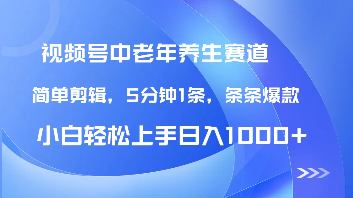 DeepSeek+既梦做视频号中老年养生赛道，条条爆款5分钟1条，轻松日入1000+-欧乐副业网