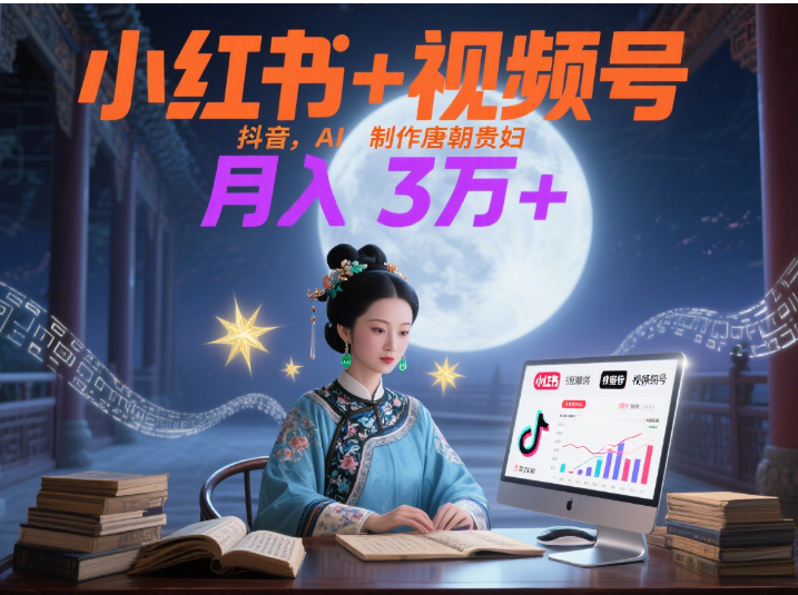 小红书+视频号+抖音，AI轻松制作唐朝贵妇IP，毒鸡汤、励志、减肥瘦身、养生赛道轻松切入，每天30分钟，轻松产出N条，月入3万+ -欧乐副业网