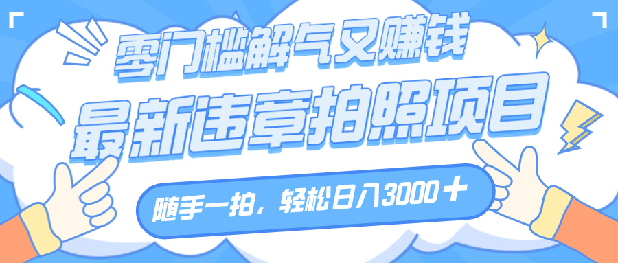 解气又赚钱的项目，随手一拍，轻松收入3000+，最新违章拍照赚钱-欧乐副业网