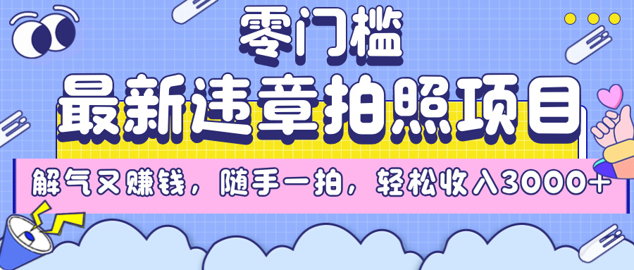 最新违章拍照项目，解气又赚钱，随手一拍，轻松收入3000+-欧乐副业网